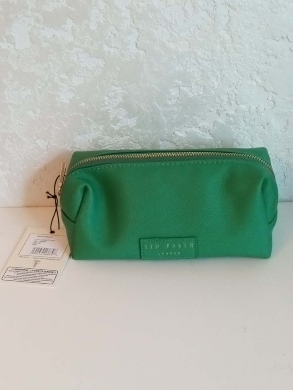 Ted Baker Green Textured Cosmetic Pouch with Gold Zip 6